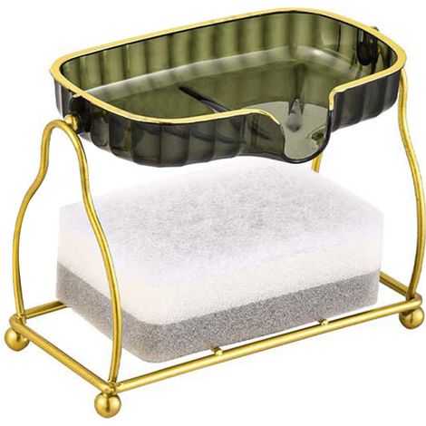 Portasapone domestico in ferro battuto, scatola di scarico a doppio strato per bagno e WC, verde trasparente. (1/5)