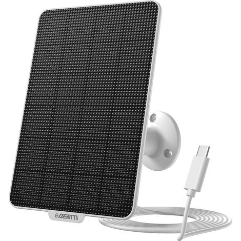 3W Panneau Solaire pour Caméra Surveillance Batterie Extérieure, Support Réglable à 360°, Interface Micro USB, Câble de 3M, Compatible avec la caméra (1/5)