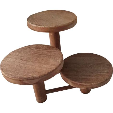 Soporte de madera para 3 macetas blanco d15x20/15/10 (1/4)