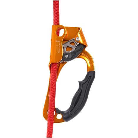 Pro Climbing Grip - Climbing / Arborism / Recall Equipment - Compatible with 10-13 mm Ropes - Safety Clamp (Orange, Right Hand) (1/5)
