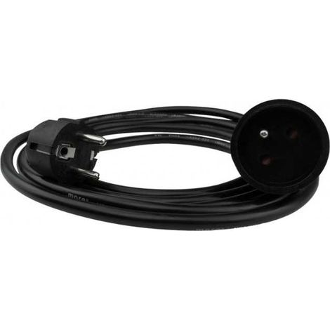 Cable alargador de 1 toma, 3 m, con o sin conector de 3x1,5 mm², color negro. (1/2)