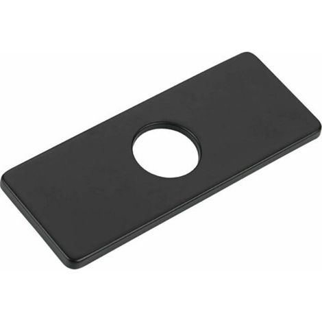 Plaque De Couverture De Robinet - Acier Inoxydable - Pour Évier Cuisine Salle De Bain - Trou Unique - 162 X 63 Mm - Noir 1 Pièce (1/5)