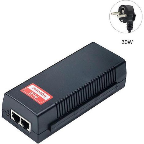30W Single-Port PoE Injector PSE30TG, 10/100/1000Mbps IEEE802.3af/at Adapter, EU-Stecker, Gigabit Ethernet kompatibel und Netzwerk-Stromversorgung.