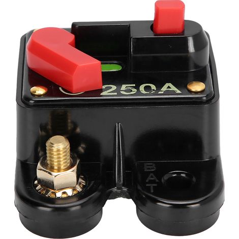 Disjoncteur 250A 12-24V DC avec réinitialisation manuelle, fusible pour inverseur, système audio auto, bateau et camion (1/5)