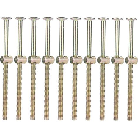 Boulons M6 pour Meubles, 10pcs Vis pour Lit en Bois M6 120mm, Vis en acier au carbone avec attache de connecteur d'écrous cylindriques de 6mm, pour lits de meubles, chaises (1/5)