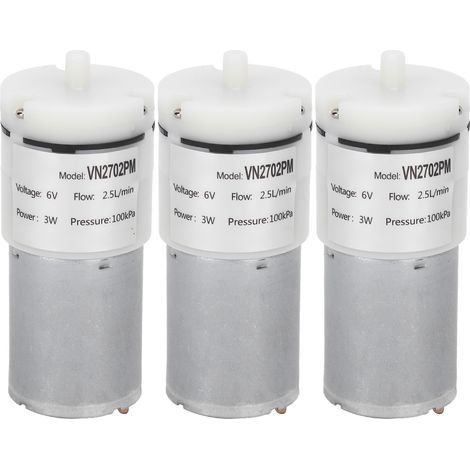 3 Pièces Pompe à Diaphragme Miniature pour Aquarium, Moteur à Vide DC 6V VN2702PM pour Eau et Air (1/5)
