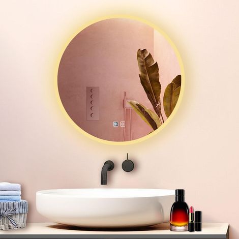 800800MM Round Mirror with Dimmable 3 Colors LED, Demister, Memory Function, Touch and wall switch (1/5)