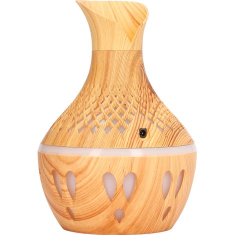 Aromatherapie-Luftbefeuchter 300 ml, Holzoptik, USB-betrieben, mit farbiger LED-Beleuchtung für Zuhause (1/5)