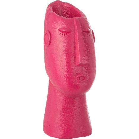 Vase visage fuchsia en ciment sculptural - fuchsia (1/5)