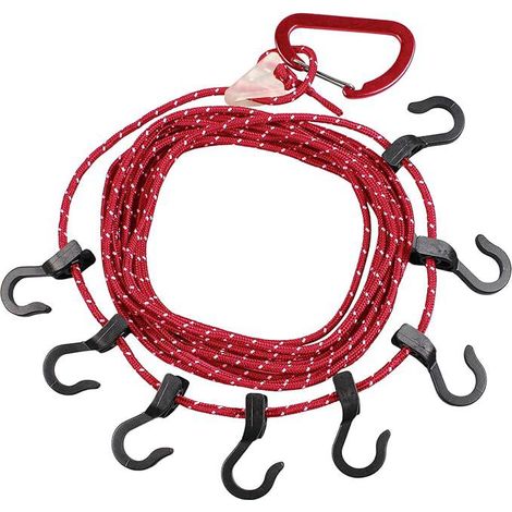 Cintre de Camping Polyvalent et Portable (Rouge), Support à Vêtements pour Tente avec 8 Crochets, Anneau de Voyage Réglable et Résistant au Vent (1/5)