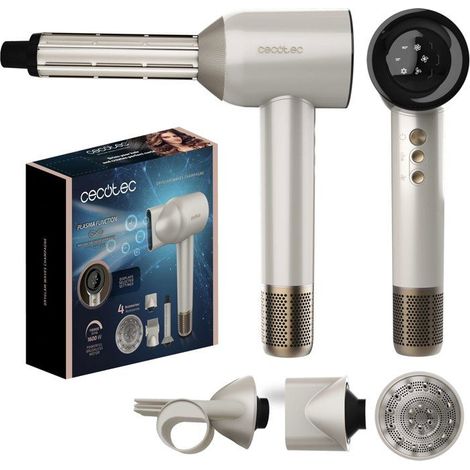 Cecotec Haartrockner mit bürstenlosem Motor und Plasma-Technologie DryGlam Waves Champagne. 1600 W