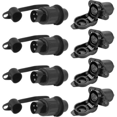4 Pièces Prise Remorque Et Prise pour Remorque, Male Femelle Connecteur 3 Broches, Prise 3 Broches, Etanche Remorque 12v Prise 3 Plots Agricole pour Connecteur Prise 3 Broches pour Tracteur Agricole (1/5)