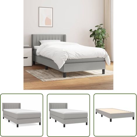 The Living Store Boxspringbett mit Matratze Hellgrau 90x200 cm Stoff - Boxspringbett - Doppelbett - Bettenrahmen - Lattenrost - Matratze (1/5)