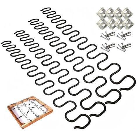 Ressorts de rechange pour canapé 4 pièces 50,8 cm avec 16 clips en S, 4,0 fils de diamètre Kit de réparation de ressorts de canapé pour siège de décoration intérieure de meubles