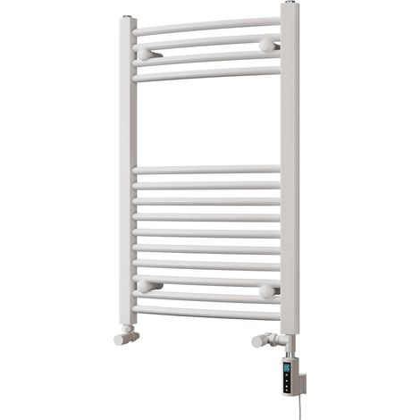 Zennor - White Dual Fuel Towel Rail H800mm x W500mm Thermostatic WIFI - Curved (1/3)