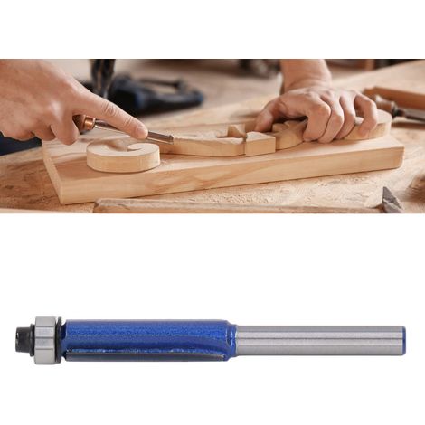 Outils de finition de qualité professionnelle à 6 poignées, fraises à chanfreiner, fraises à plaquer les chants et fraises à bois (6x3/8x30) en bleu argenté scintillant. (1/5)