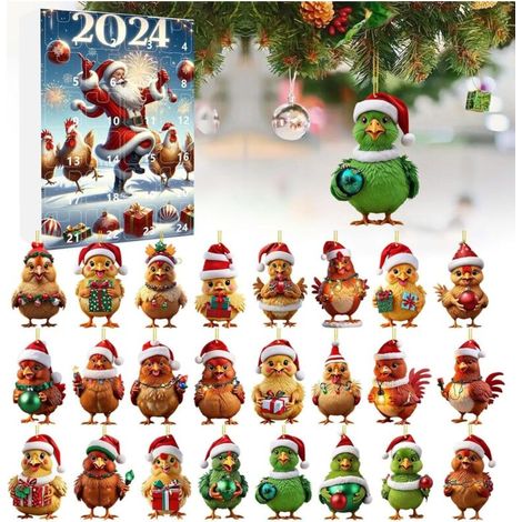 Advent Calendar 2024 - 2D Advent Calendar with Santa Hat - Hanging Home Decoration for Christmas Party, Home Decoration - 24 Days (1/5)