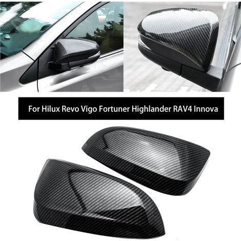 Coque de rétroviseur automobile en fibre de carbone imprimée par transfert d'eau, compatible avec Toyota HILUX REVO 2015+ (8886) (1/5)