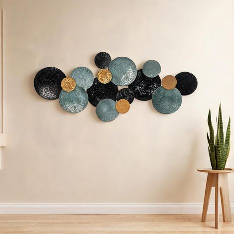 Décoration murale coloris gold bleu chwarz en fer 121 x 4 x 53 cm (1/5)