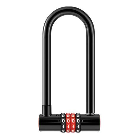 Serrure à combinaison antivol en forme de U Code à 4 Chiffres Avec Longue Anse Antivol Vélo Étanche serrure à double mortaise avec Code Réinitialisable Portails, École -137mm88mm37mm (1/4)