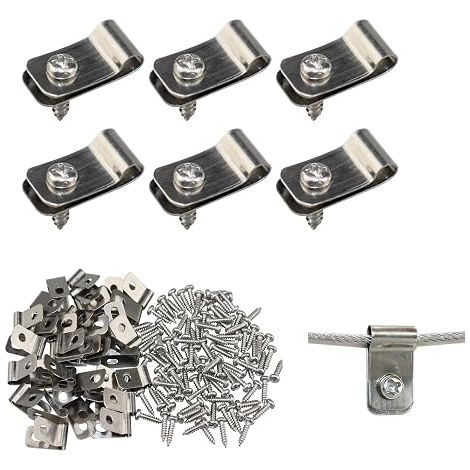 Stainless Steel Fence Fixing Clamps, Mounting Clips for Wire Mesh, Screws Included, Rigid Wire Mesh Fixing On Wall, Rigid Wire Clip On Pole, Fence Wire Clips (1/5)