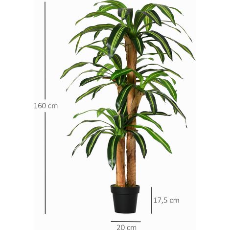 Dracaena artificiel avec 66 feuilles de mousse, plante artificielle pour jardin, balcon, bureau, décoration de salon, Ø20 x 160 cm, vert (1/5)