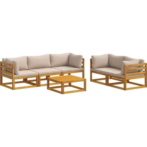 Ensemble de Canapés 6 pc Naturel Bois d'Acacia Massif vidaXL