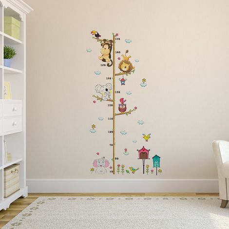 Selbstklebender, niedlicher Elefanten-Löwe-Größenmesser-Wandaufkleber aus Vinyl für Kinderzimmer (1/5)