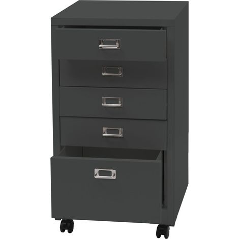 Mueble de oficina cajonera 75 x 40 x 41 cm 5 cajones en metal gris oscuro 040008270