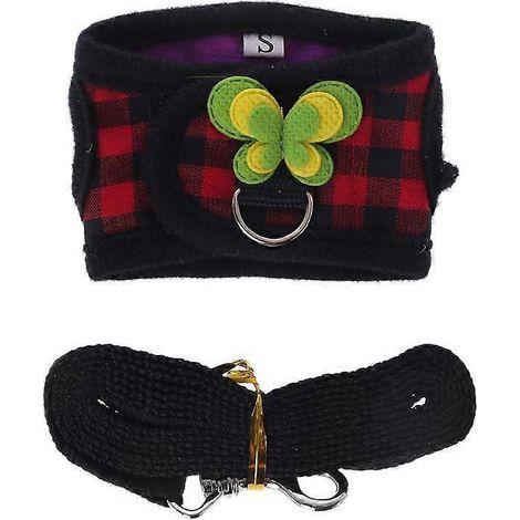 Ensemble gilet chaud, laisse et harnais réglables pour petits animaux (hamster, lapin, etc.) - Taille S - Carreaux rouges (1/5)