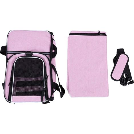 Porte-chat extensible avec coussin amovible, cadre en acier réfléchissant, portable, animal de compagnie de voyage pour voiture, rose (1/5)