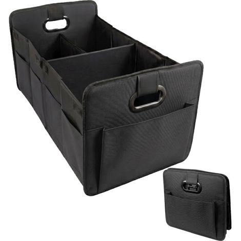 Organisateur de coffre pliable avec fond renforcé et poignées, Noir