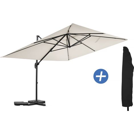 Ombrellone da giardino a sbalzo in alluminio "Sky 4" - 3 x 4 m - Ecru - Con telo (1/4)