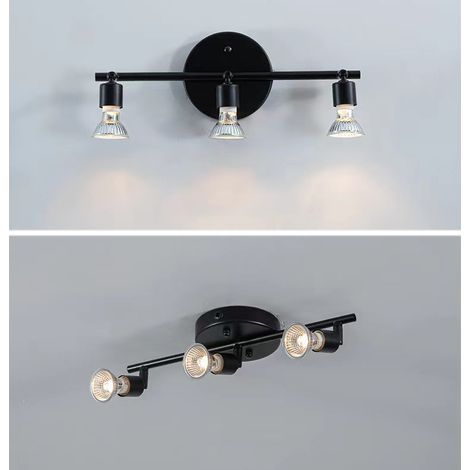 Spot de Plafond LED, Plafonniers 3 Ampoules, Spot de Plafond GU10, Spot Rotatif à 330°, Spot Mural avec Ampoules, Blanc Chaud (1/5)
