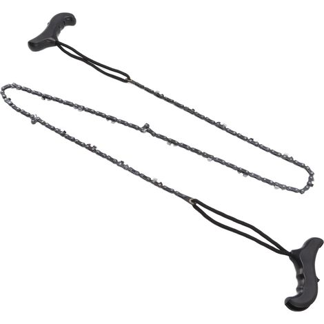 Scie à chaîne manuelle pliable 48 pouces, 64 maillons avec 21 couteaux, idéale pour camping, jardin et élagage.