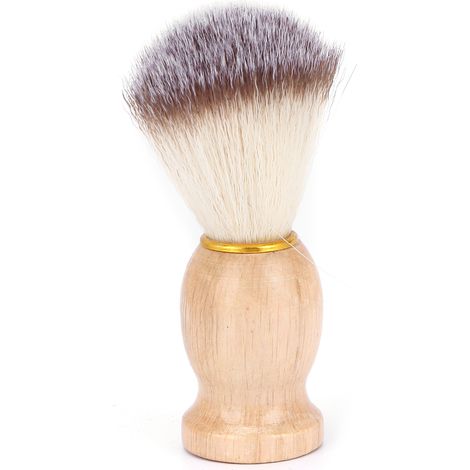 Brosse à raser homme poils nylon doux, manche bois massif, outil nettoyage barbe visage, soin rasage (1/5)