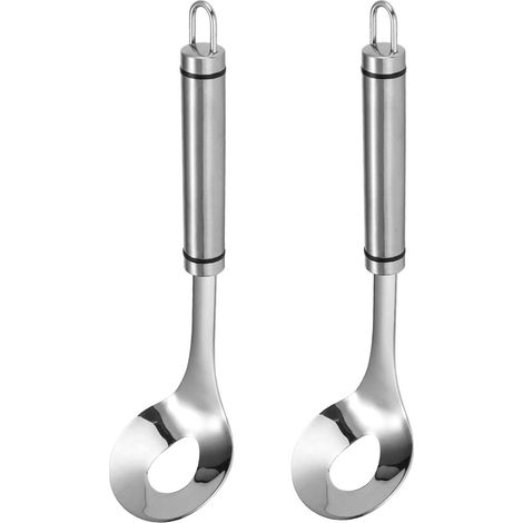 Cuillère À Boulettes - Acier Inoxydable 18/10 - Poignée Longue Avec Trou De Suspension - Forme Ovale Pour Boulettes De Viande Poisson Riz Glace - Lot De 2 (1/5)