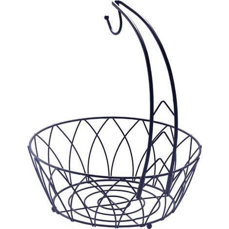 Corbeille à Fruits avec Crochet à Banane - Coupe à Fruits Moderne  en Métal Noir (1/5)