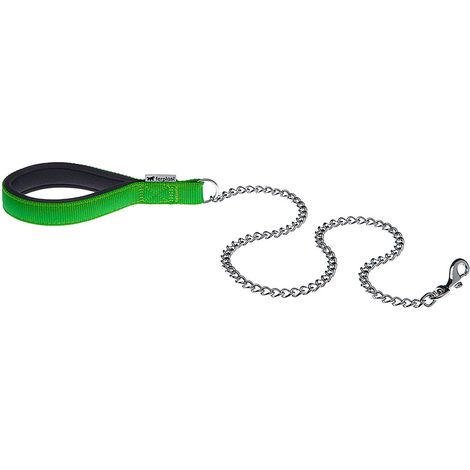 Ferplast DAYTONA GM 25/100 Guinzaglio in nylon con catenella e impugnatura soft. Vari colori.. Variante  - Misure: 25 mm x L 100 cm - Verde acido (1/3)