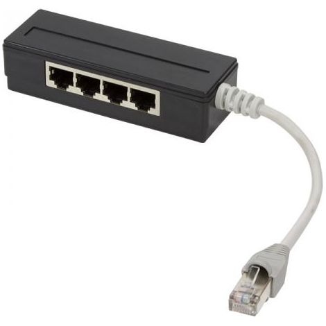 Adattatore RJ45 Splitter LAN a 4 porte 15 cm Pin schermati passivi 1:1