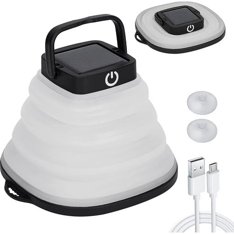 BEBUSINGOTO Solarbetriebene LED-Campinglaterne, faltbar, 3 Dimmmodi (1/5)