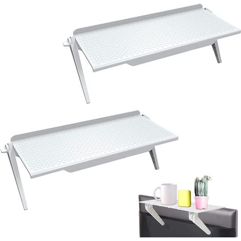 Organizador de monitor plegable, soporte para monitor de escritorio, estante superior, puede contener monitores, controles remotos, enrutadores, calculadoras, juguetes, libros, marcos de fotos, planta
