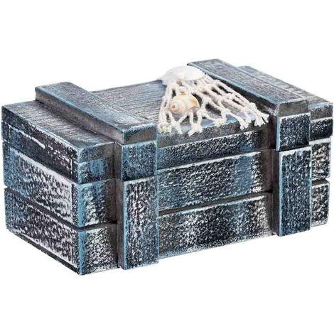 Caja decorativa de madera azul 13x9x7h cm
