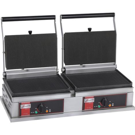 Grill Panini Double - Grand Modèle - 4 plaques Rainurées - Sofraca