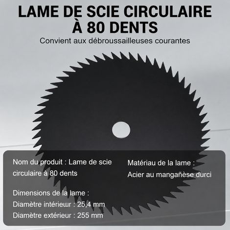 Lame de Débroussailleuse 80 Dents 80T en Acier au Manganèse 80t 0.4 28 × 30 × 1 cm 405 g – Livraison gratuite
