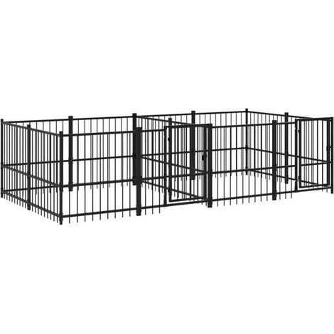 Niche extérieure pour chien, structure en acier, 7,51 mètres carrés
