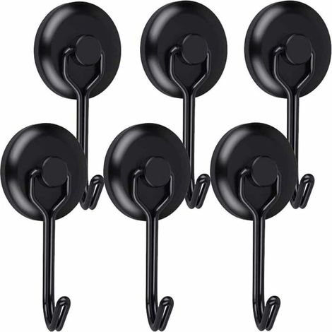 Crochet Aimanté Puissant 14 kg 20D Crochet Magnetique Frigo Noir Néodyme Pivotants Aimant Crochet Magnétique Crochets Aimantés Magnétiques pour Cuisine Torchon Tableau 6pcs-- (1/4)