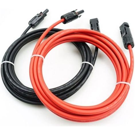 Verlängerungskabel für Solarmodule mit MC4-Stecker, rotes und schwarzes Adernpaar, 10 AWG, 3 Meter / 10 Fuß (1/5)