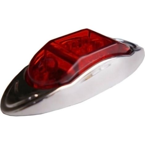 Marqueur latéral / feu de gabarit LED rouge pour camions, semi-remorques et remorques à 6 LED - 24 V - 100 mm x 42 mm -