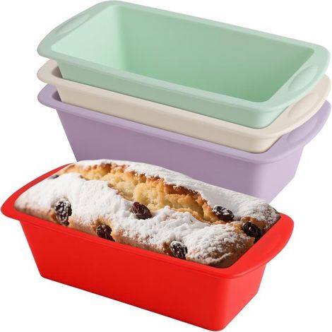 Silikon-Backformen Set mit 4 rechteckigen Formen 19 2 9 5 5 5 cm Antihaftbeschichtete Silikon-Backformen für Brot Kuchen und Desserts Geeignet 19,2 (1/5)